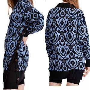 FREE PEOPLE Wallpaper Tunic Sweater Dress Winter Skies Combo Womens Size M